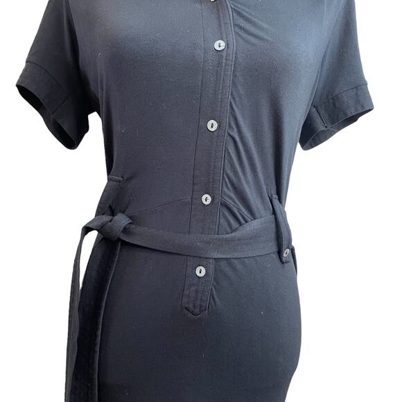 Walter Black Button Down Short Sleeve Midi Dress - Picture 6 of 8